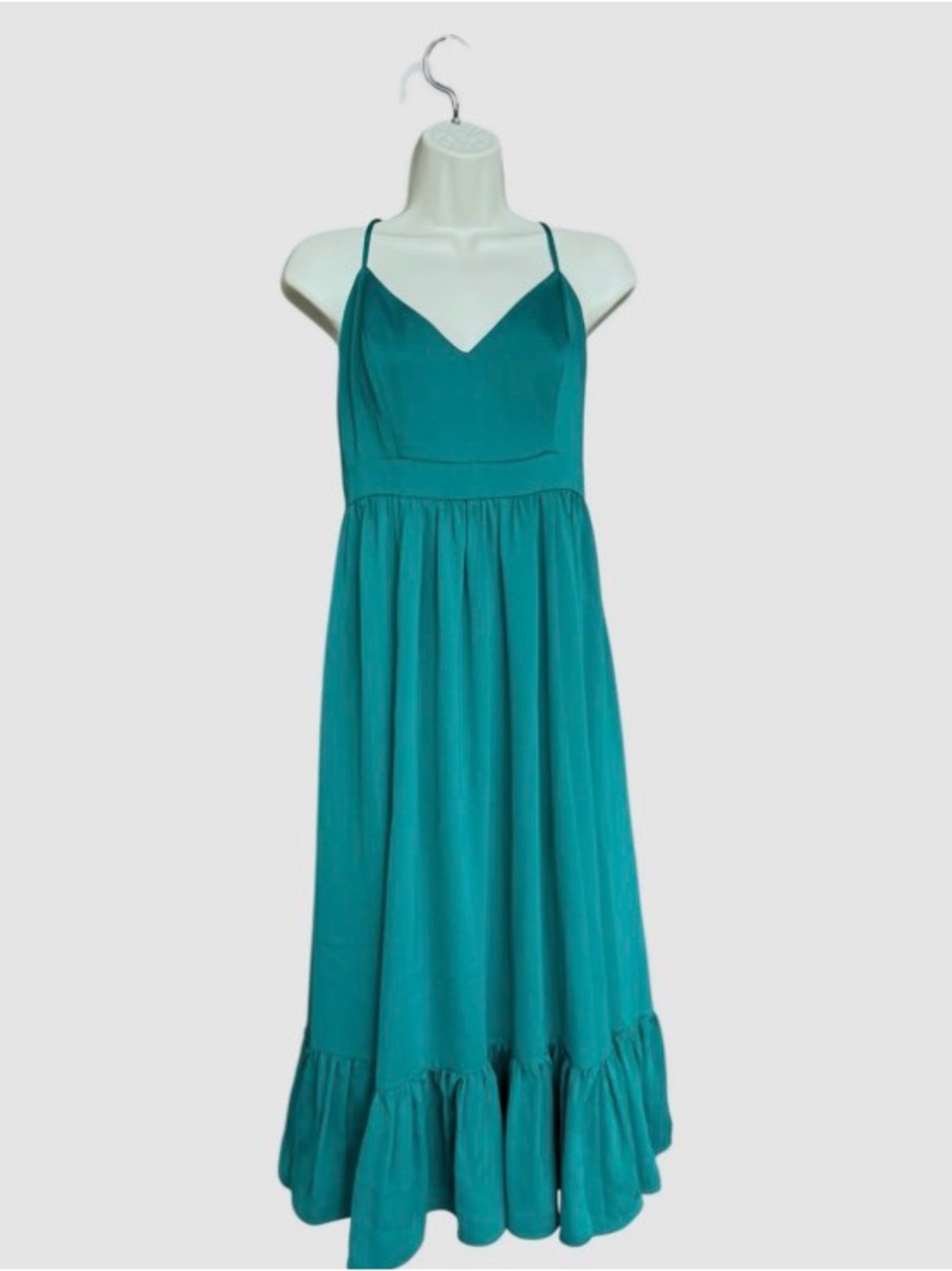 Teal Spaghetti-Strap Midi Dress